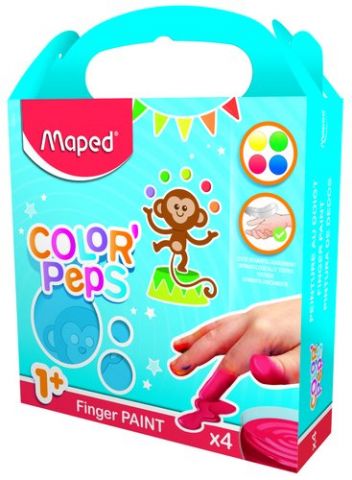 PINTURA de DEDOS MAPED CAJA DE 4 x 80g (azul,amari