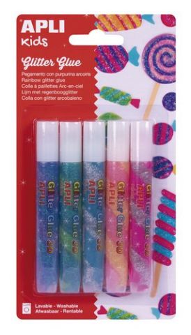 COLA GLITTER APLI (tubo) ARCOIRIS 3D de 5