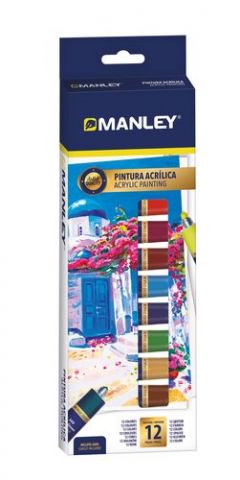 PINTURA ACRILICA MANLEY 12 ml ESTUCHE de 12