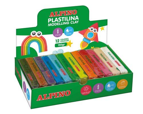 PLASTILINA ALPINO STANDARD 150.GR CAJA 12 SURTIDAS
