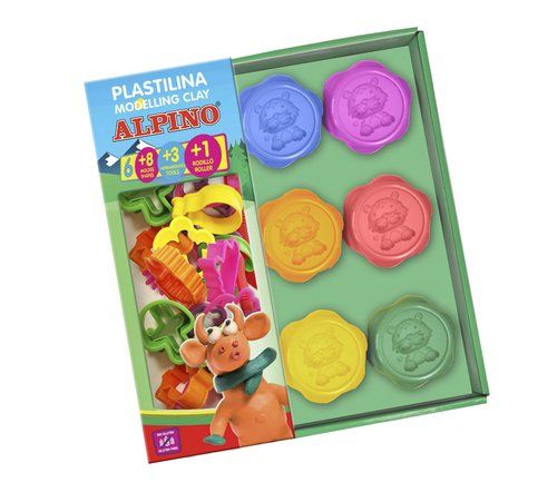PLASTILINA ALPINO KIT 6 COLS + MOLDES