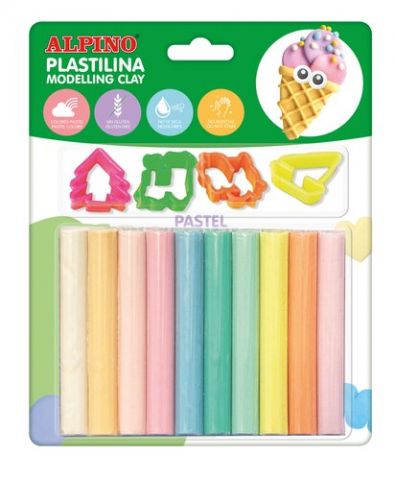 PLASTILINA ALPINO BLISTER 10 17GR PASTEL + HERRAMI