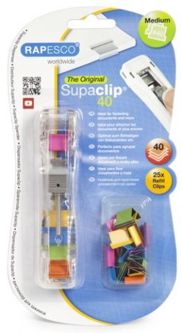 PORTA CLIPS RAPESCO SUPACLIP 40 COLORES SURTIDOS