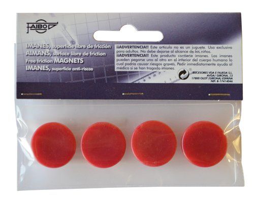 IMANES REDONDOS FAIBO 20 mm ROJO BOLSA de 4