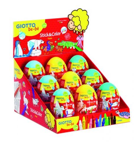 JUEGO GIOTTO BEBE STICK&COLOR EGG EXPOSITOR DE 9