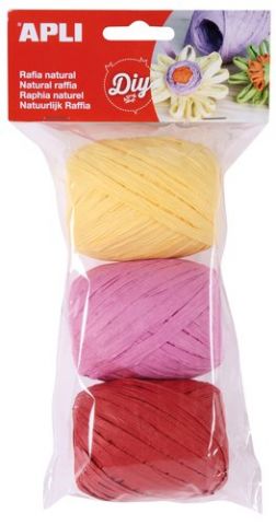 RAFIA APLI NATURAL 30 m COLORES CANDY BOLSA de 3