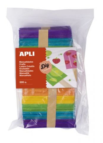 PALILLOS PLANOS APLI MADERA COLORES TAMAÑOS SURTID