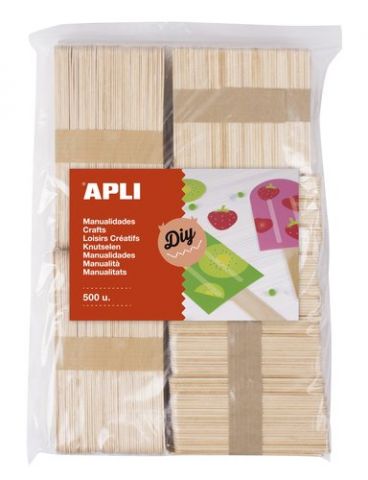 PALILLOS PLANOS APLI MADERA NATURAL TAMAÑOS SURTID