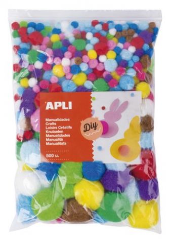 POM POM APLI COLORES SURTIDOS BOLSA de 500