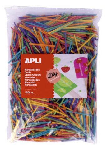 PALILLOS REDONDOS APLI MADERA COLORES MINI 5 cm. B
