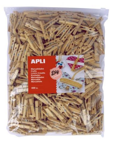 PINZAS APLI 46x6 MADERA NATURAL BOLSA de 400