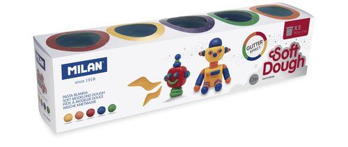 PASTA MODELAR MILAN SOFT DOUGH GLITTER CAJA de 5 (