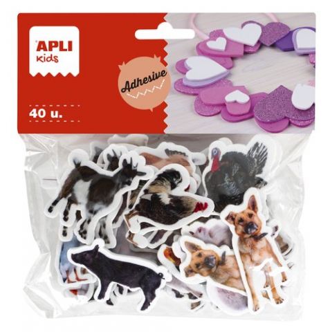 GOMA EVA APLI FORMAS ADHESIVAS ANIMALES GRANJA BOL