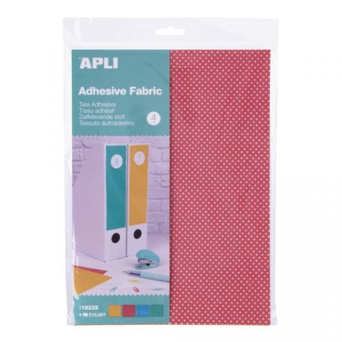 TELA ADHESIVA APLI A4 TOPOS 4 SURTIDOS