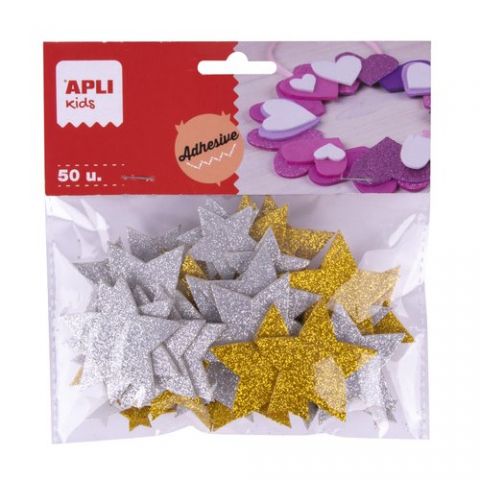 GOMA EVA APLI FORMAS ADHESIVAS con PURPURINA ESTRE