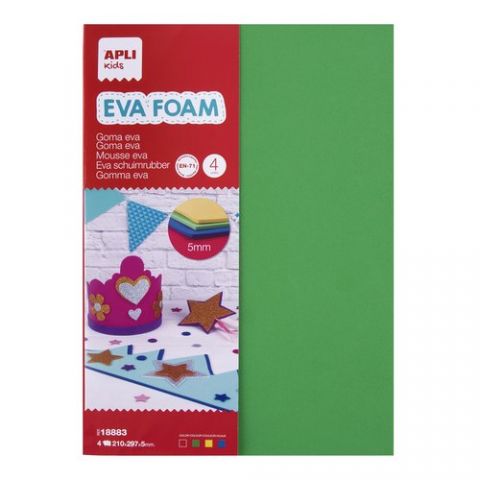 GOMA EVA  APLI HOJA 21x30 cm (A4) 5 mm. BOLSA 4 co