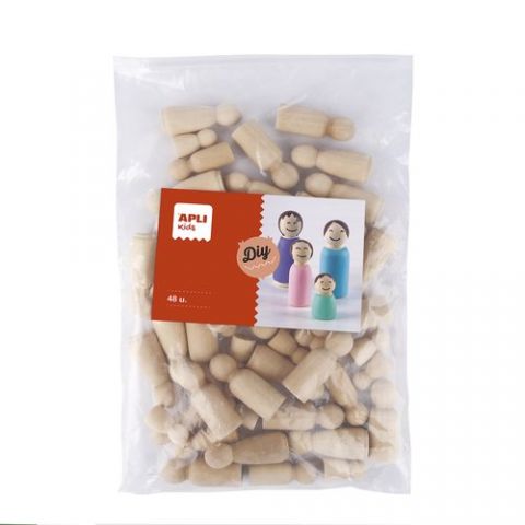 MUÑECOS APLI DE MADERA NATURAL 4 TAMAÑOS DE  2,7-5