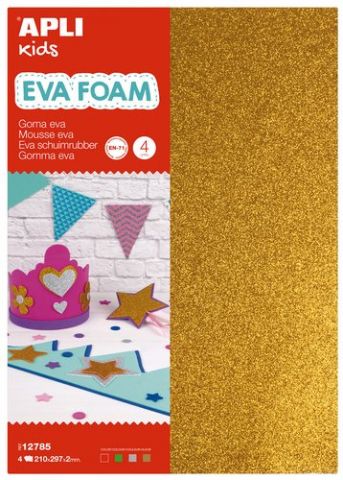 GOMA EVA  APLI HOJA 20x30 cm PURPURINA 4 hojas (OR