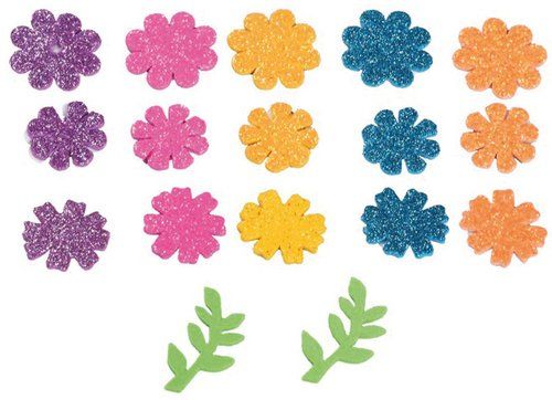 GOMA EVA FIXO KIDS ADHESIVA con PURPURINA FLORES P