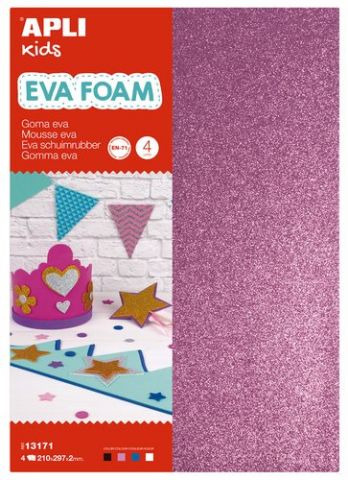 GOMA EVA  APLI HOJA 20x30 cm PURPURINA 4 hojas (BL