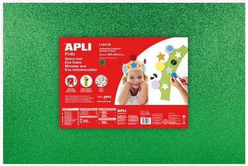 GOMA EVA APLI HOJA 40x60 cm PURPURINA VERDE PAQUET