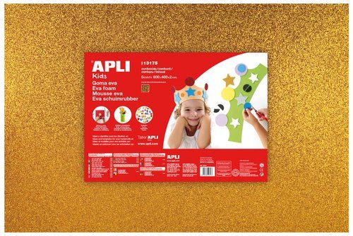 GOMA EVA APLI HOJA 40x60 cm PURPURINA ORO PAQUETE