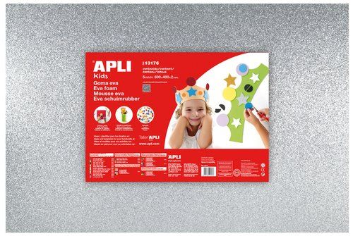 GOMA EVA APLI HOJA 40x60 cm PURPURINA PLATA PAQUET