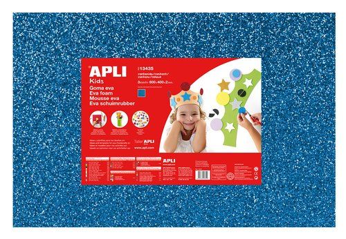 GOMA EVA APLI HOJA 40x60 cm PURPURINA AZUL PAQUETE