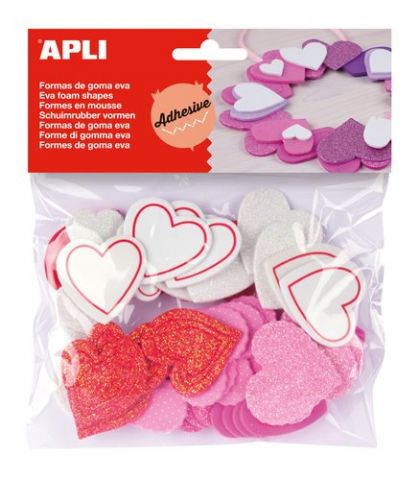 GOMA EVA APLI FORMAS ADHESIVAS con PURPURINA CORAZ