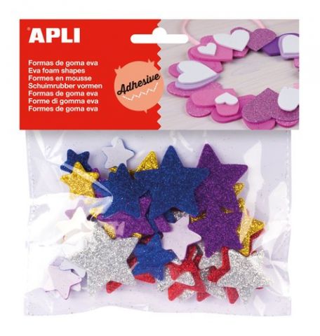 GOMA EVA APLI FORMAS ADHESIVAS con PURPURINA ESTRE