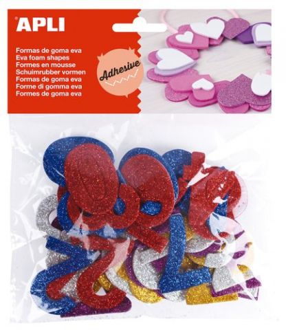 GOMA EVA APLI FORMAS ADHESIVAS con PURPURINA NUMER
