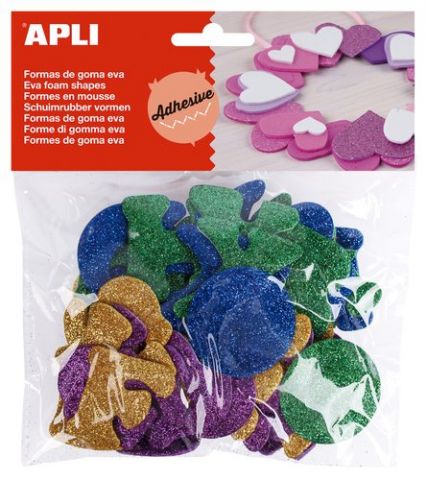 GOMA EVA APLI FORMAS ADHESIVAS con PURPURINA ALFAB