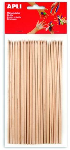PALILLOS REDONDOS APLI MADERA NATURAL PINCHO 20 cm