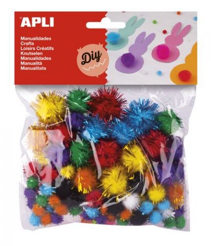 POM POM APLI COLORES BRILLANTES SURTIDOS BOLSA de