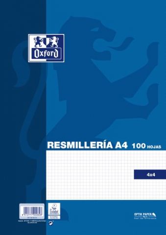PAPEL OXFORD SCHOOL A4 100h 90gr CUADRIC.4x4 AZUL