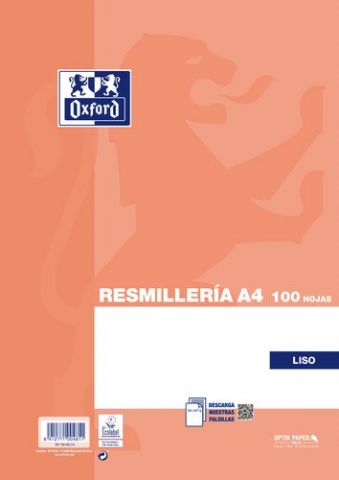 PAPEL OXFORD SCHOOL A4 100h 90gr LISO NARANJA