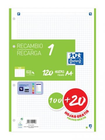 RECAMBIO OXFORD SCHOOL COLOR 1 A4 100h  90gr 4 TAL