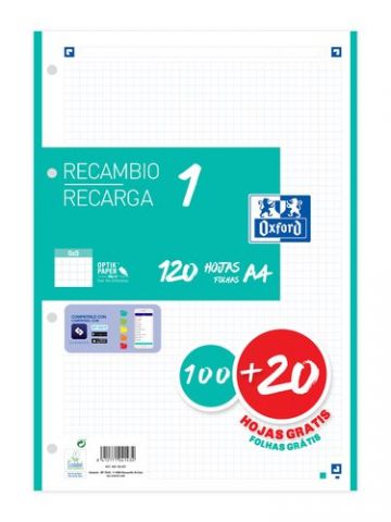 RECAMBIO OXFORD SCHOOL COLOR 1 A4 120h (100+20) 90