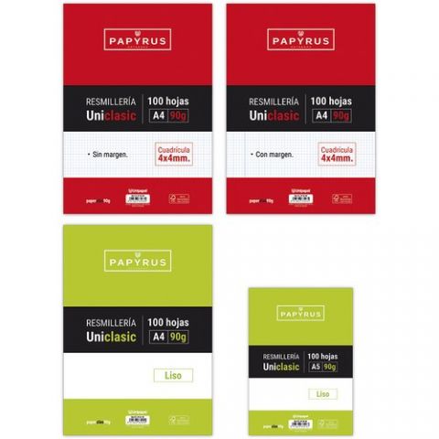 PAPEL PAPYRUS UNICLASIC A4 100h 90gr CUAD.4x4 C/MA