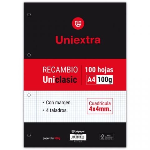RECAMBIO UNIEXTRA UNICLASIC A4 100h 100gr  4 TALAD