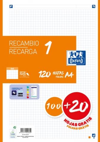 RECAMBIO OXFORD SCHOOL COLOR 1 A4 120h (100+20) 90