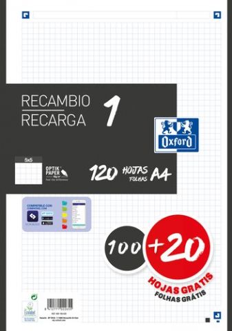 RECAMBIO OXFORD SCHOOL COLOR 1 A4 120h (100+20) 90
