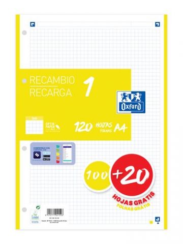 RECAMBIO OXFORD SCHOOL COLOR 1 A4 120h (100+20) 90