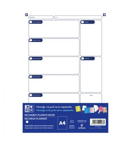 RECAMBIO OXFORD PLANNER SEMANAL PARA CARPEBLOC 30h