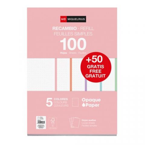 RECAMBIO MIQUELRIUS NOTEBOOK 5 A4 100+50h 90gr 4 T