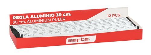REGLA de ALUMINIO SAFTA 30 cm EXPOSITOR de 12