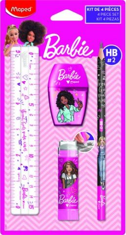 SET DE PAPELERIA MAPED BARBIE 4 PZAS