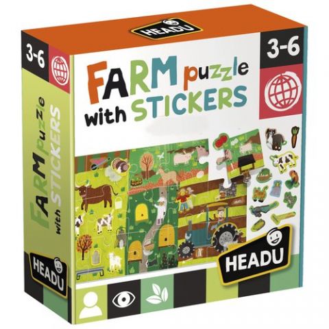 JUEGO EDUCATIVO HEADU FARM STICKERS PUZLE