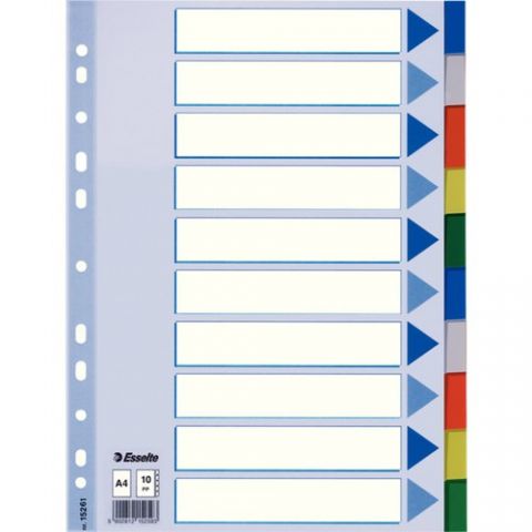 SEPARADORES ESSELTE PP A4 10 pestañas 11 taladros