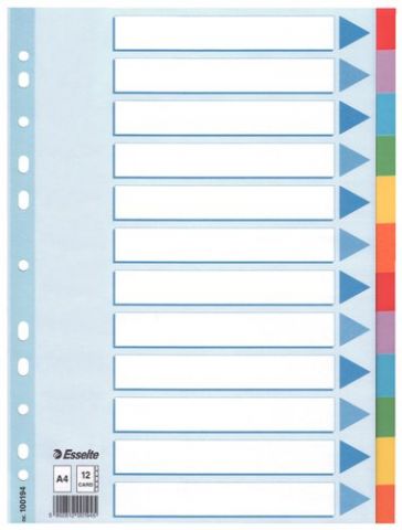 SEPARADORES ESSELTE CARTULINA A4 12 pestañas 11 ta